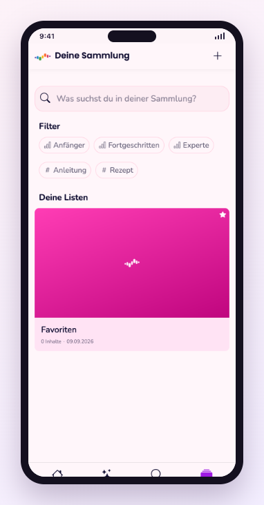 Screenshot: Lists and collection